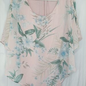 Alyx Blush Pink Floral Short Sleeve Blouse